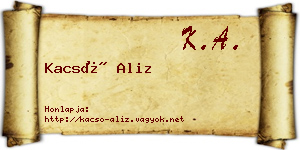 Kacsó Aliz névjegykártya
